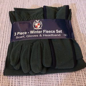 NEW G. H. Bass winter fleece set- scarf, headband & gloves Size Medium